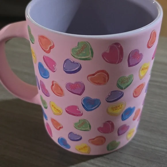 austin & ash valentine's day pink conversation hearts ceramic Nwt - Picture 2 of 5